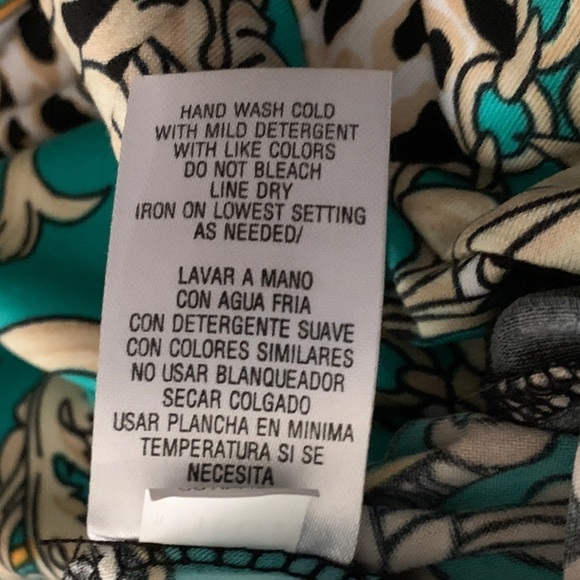 Sandra Darren Sleeveless Dress Green and Black Surplus Top Size 14 Scarf Print - Picture 3 of 8